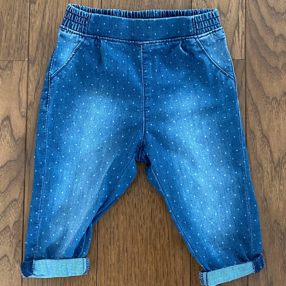H&M Polka Dot Denim Jeggings (6-9 Months)